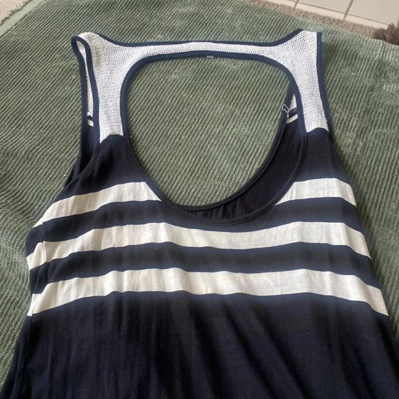 Rip Curl surf black/white striped maxi viscose dress suze large - Picture 2 of 7